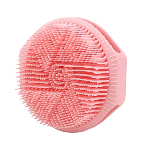 Silicone Body Scrubber for Men Women, Dual-Sided Bath Brushes Gentle Exfoliating Body Scrubber Scalp Massager for Deep Cleansing, Soft Silicone Loofah Body Washing Brushes (Pink) - color: Pink
