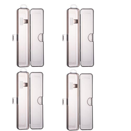 Yeeco Toothbrush Case 4 Pack, Transparent Black Toothbrush Travel Case, Plastic Toothbrush Holder Travel Size, 7.87 x 1.85 x 1.18 inches Portable for Traveling