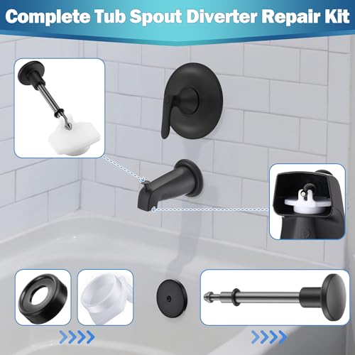 Enhon 2 Set Tub Spout Diverter Repair Kit, Includes 2 x Diverter Valve Stems, 2 x Cup Seals and 2 x Gates, Bathroom Shower Bathtub Leaky Faucet Repair Replacement Parts(Matte Black,Classic) - color: Matte Black