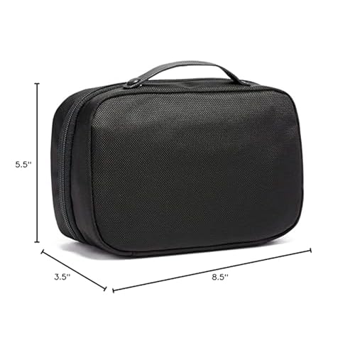 TUMI Alpha Split Travel Kit - Compact Toiletry Bag for Men & Women - Features Removable Leather Handle & 3 Zip Pockets - Black - color: Midnight Black