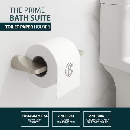 Mega Handles Bathroom Towel Holder Set - 4 Pieces Bathroom Accessories Sets - Heavy Duty Bathroom Accessory Set, 25'' Towel Bar, Robe Hooks & Toilet Paper Holder Wall Mounted - Satin Nickel Bath Suite - color: Satin Nickel