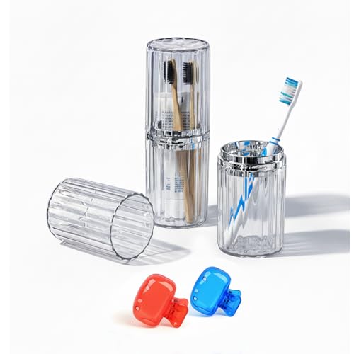 Toothbrush Travel Case, Travel Toothbrush Holder with Toothbrush Head Cover Cap for Travel, Business Trip, School, Camping, Home (Silver) - color: Silver