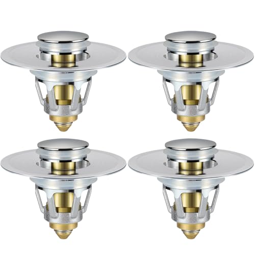 Tgosomt Bathroom Sink Stopper 4 Pack, Bathroom Sink Drain Strainer, Revolutionary Bathroom Accessories and Essentials (Brushed Nickel) - color: Brushed Nickel, size: 4 Pack