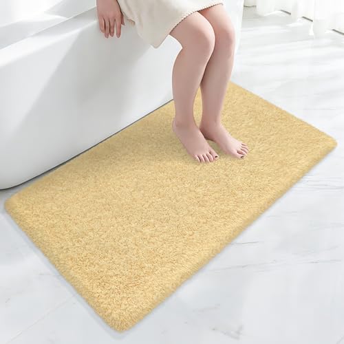 Bathroom Rugs 48"x24", Fluffy Soft Thick Absorbent Bath Mat Rubber Backing Quick Dry, Machine Washable Bath Mats for Bathroom Tub, Floor, Shower, Bedroom Home Decor Accessories, Beige - color: Beige, size: 48" x 24"