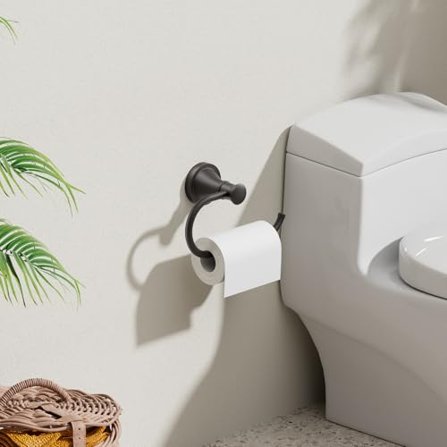 BESy Matte Black Toilet Tissue Paper Holder Matte Black Bathroom Accessories Toilet roll Paper Hanger, Wall Mounted, Rustproof - color: Matte Black