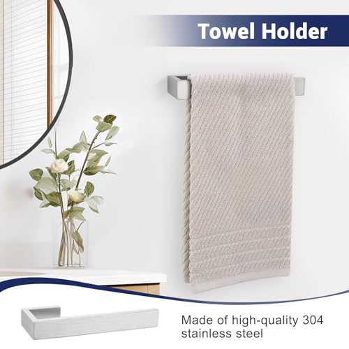 Brushed Nickel Bathroom Hardware Set, 4-Piece Bath Towel Bar Set SUS304 Stainless Steel Towel Rack Set for Bathroom, 23.6 inches Bathroom Towel Holder Set Wall Mounted - color: Brushed Nickel, size: Set A