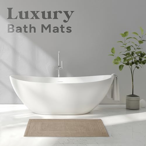Avalon Towels Beige Bath Mat - 100% Cotton Set of 2 Absorbent Bathmat - Bathroom Mats Quick Dry Bath Mats for Bathrooms (22x34 Inches) - color: Beige, size: Pack of 2