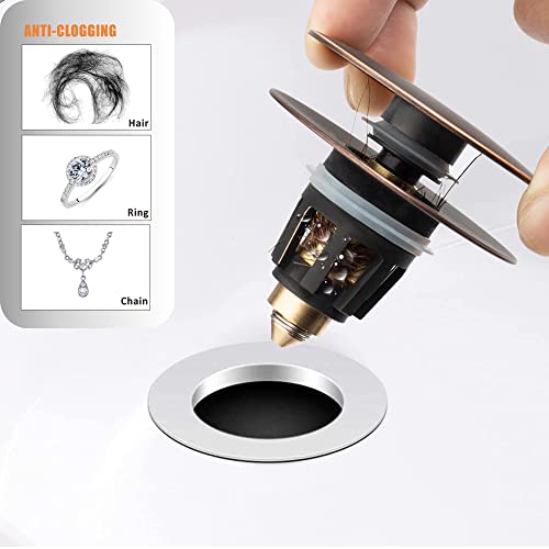 Artiwell Universal Bathroom Sink Drain Stopper, Fits Most Pop-Up Drains for Vessel Sink Lavatory Vanity, Sink Drain Strainer with Detachable Hair Catcher, Tested by Plumber in US (MATT Black) - color: Matt Black