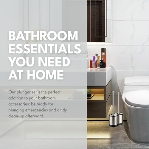 ToiletTree Products Modern Deluxe Freestanding Toilet Brush and Plunger Combo (Stainless Steel, Brush and Plunger Combo Set 4.5” x 9.75” x 18.5") - style: 2.Combo