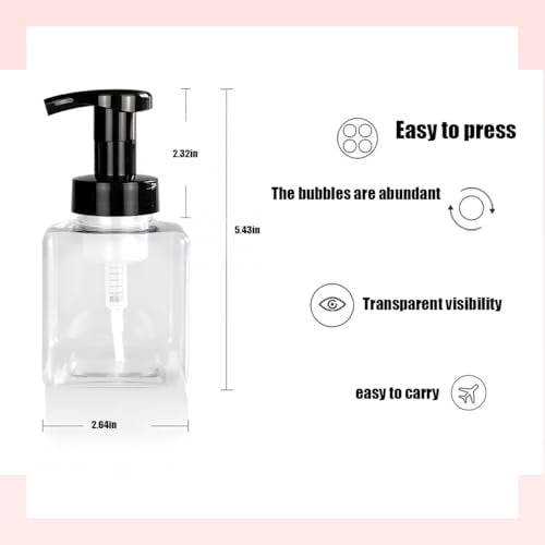 12 Piece 250ml Foam Soap Dispenser, Travel Foam Dispenser. Refillable Plastic Pump Hand Soap Bottle, Travel Essentials, Clear Container for Bathroom Vanity - color: Transparent Color