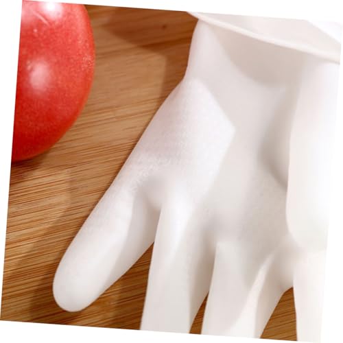 Toyvian Waterproof Household Cleaning Gloves 4-pair Set Plastic Steel Protective Kitchen Gloves L Size White Anti-slip for Dishwashing and Toilet Cleaning