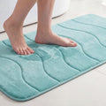 Flamingo P Memory Foam Bathroom Mat Non Slip Bath Rug Shower Rugs Carpet,20x32,Aqua Green - color: Aqua Green Wavy Line, size: 32" X 20"
