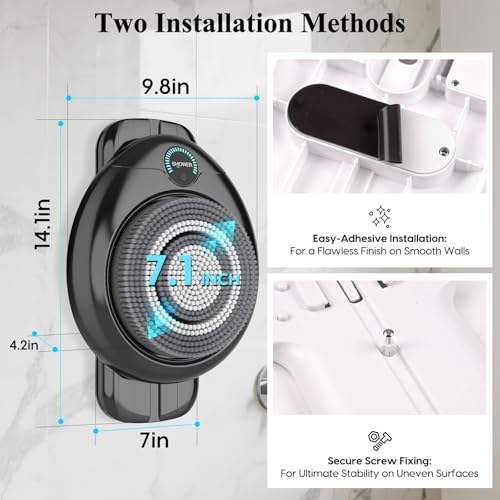 Electric Back Scrubber for Shower - Wall Mounted Exfoliating Brush, Hands-Free Automatic Body Scrubber, IPX7 Waterproof, 3-Speed Adjustment, 3 Replaceable Heads with 50pcs Disposable Shower Caps-Black - color: Black