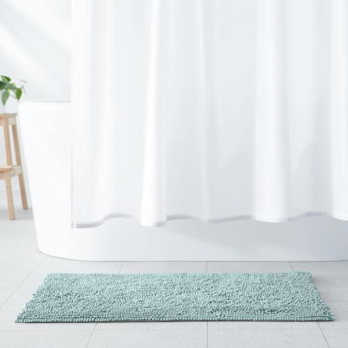 Amazon Basics Bathroom Rugs, Extra Soft Absorbent Shag Bath Rugs, Non-Slip Backing,Quick Drying,Machine Washable,Plush Comfort for Bathroom Floor,Tub and Shower, 21" x 34",Seafoam Green, (Pack of 12) - color: Seafoam Green, size: 1'9" x 2'10" (Rectangular