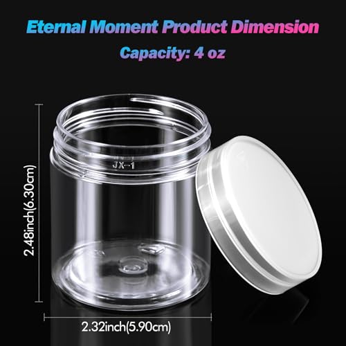 Eternal Moment 36 Pack 4 OZ Plastic Jars Round Clear Cosmetic Container Jars with Clear Lids, Perfect for Lotion, Slime，Cream, Ointments, Makeup, Eye Shadow, Samples, Pot, Travel Storage - color: Clear Lid, size: 4 Ounce
