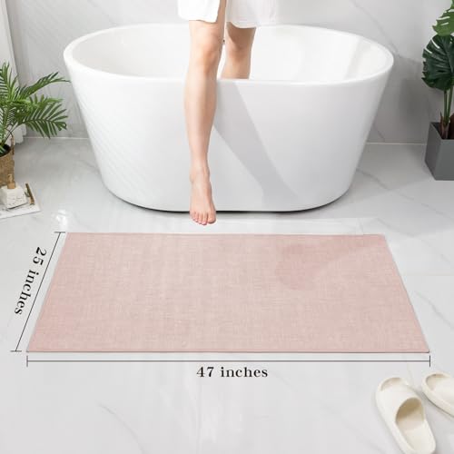 chakme Bathroom Rugs Mat 47x25, Ultra Thin Non Slip Bath Mat Large Quick Dry Absorbent Bath Mat for Bathroom Floor, (Pink, 47"x25") - color: Pink, size: 2' x 3'11" (Rectangular)