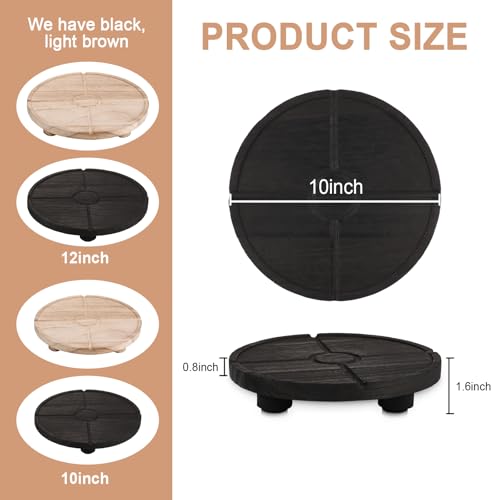 10'' Round Wooden Tray Pedestal Stand, Farmhouse Bathroom Decor Riser for Soap Dispenser, Perfume, Candle, 10'', Matte Black - color: 10''-matte Black1