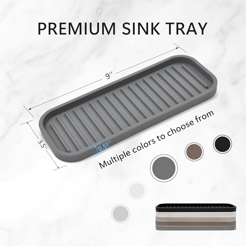 Silicone Sponge Holder for Kitchen Sink - Dish Soap Holder 2 Pack Gray | Waterproof sponge soap tray, dish sponge holder; kitchen counter/bath sink caddy Organizer, soap dispenser, scrubbers, makeup - color: Gray