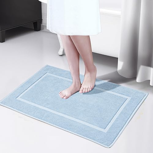 HILLFAIR-900 GSM-100% Ringspun Cotton Floor Towels mat- Hotel-Spa Tub-Shower Bathroom Floor mat Towels- 21 x 34 Inch- Terry Cotton Bath Mat, Machine Washable, Absorbent-2 Peice Towel Set- Ocean Blue - color: Ocean Blue, size: 2 Piece Towel Set