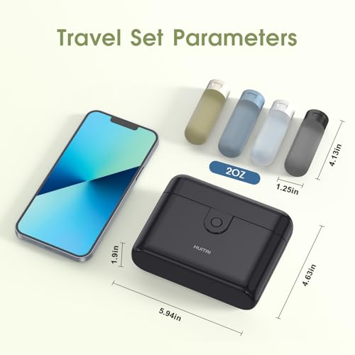 Travel Bottles with Case, 4x2oz TSA Approved, Leak-Proof, Press to Unlock, Compact & Portable Travel Toiletries (Black) - color: Black