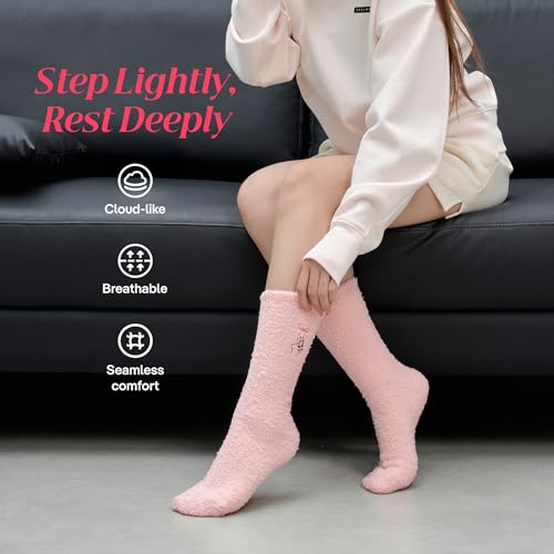 CoolMate Cozy Soft Cloud Socks, Fuzzy Socks for Women - color: E.02 - Santa Pink