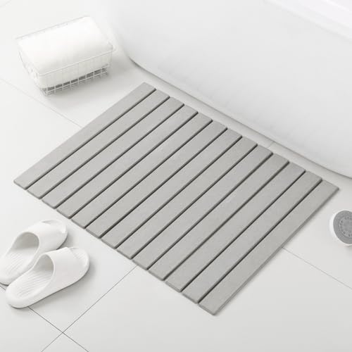 KEYCHAD Large Stone Bath Mat, 31"x 23.5" Non-Slip Diatomaceous Earth Bath Mat, Ultra-Absorbent Quick-Drying Stone Drying Mat for Kitchen Bathroom Pet Bowl, Rollable & Foldable Stone Bath Mat, Gray XL - color: Folding Xl-gray
