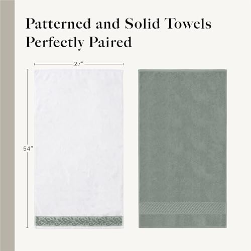 Modern Threads 600 GSM 6-Piece Towel Set with Filgree Jacquard Border Sage - color: Green, style: Jacquard Border