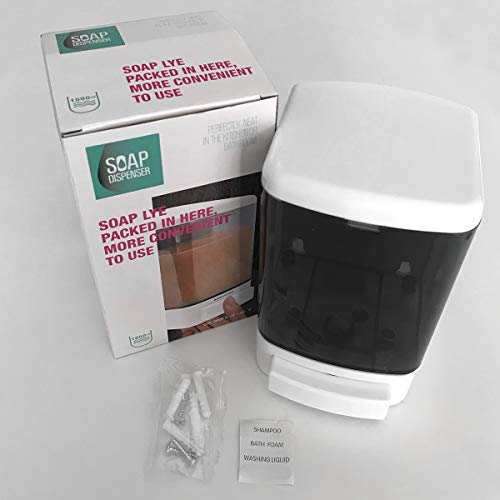 Manual Soap Dispenser 33.8oz / 1000ml Kitchen Bathroom Wall Mounted Commercial Soap Dispenser for Liquid Containers Shampoo Gel Chamber Hotel Restaurant - color: White&black