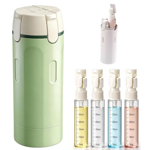 4 in 1 Travel Dispenser Bottle,Leak Proof Refillable Bottles Store Shampoo, Lotion and More,Transparent with Scale, Easy Squeeze Use, Lightweight & Portable Perfect for Travel,Gym,Camping (Green) - color: Green
