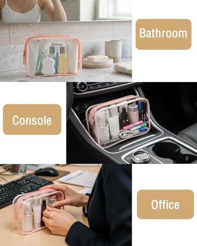 Buminee Navy Blue Clear Pouch Small, 6.6"x2.3"x4.7" TSA Approved Toiletry Bag - Clear Travel Bags for Toiletries and Cosmetics - 1 Pack - color: navy blue