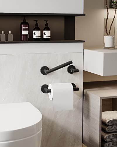 RARXTR Matte Black 2 Pack Toilet Paper Holder SUS304 Stainless Steel Double Post Pivoting Toilet Paper Roll Holder Wall Mounted Toilet Tissue Holder for Commercial Bathroom RV - color: Matte Black, size: Wall Mount 2 Pack
