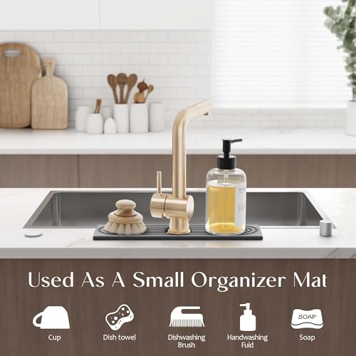 Eormoe Kitchen Sink Faucet Mat - 15.7in Diatomite Sink Protectors for Kitchen Sink, Stone Sink Splash Guard for Kitchen Counter Sink Accessories (Dark Grey, 15.7'' x 3.9'') - color: Dark Gray, size: 15.7" x 3.9"