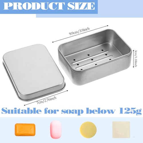 Piriuuo Travel Soap Container, Bar Soap Case Metal Bar Soaps Holder Portable Travel Soaps Box Leak Proof Soap Dish with Lid Aluminum Tin Jar Containers for Camping Travel Home Bathroom Storage