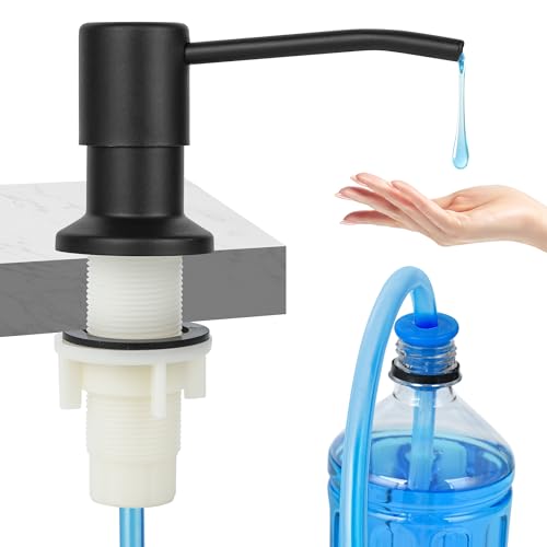 Soap Dispenser for Kitchen Sink,Matte Black Stainless Steel Countertop Dish Sink Soap Dispenser Pump with 47 '' Extension Tube kit - color: Matte Black