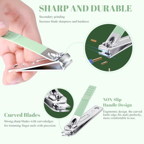 Manicure Set Pedicure Kit Nail Clippers Set Fingernail Clipper Set Ingrown Toenail Nail Kit Scissor Nail Trimmer Kit 18 Pieces Women and Men’s Care Grooming Tools with Fine Case (Tea Green_18 Pieces) - color: Tea Green_18 Pieces
