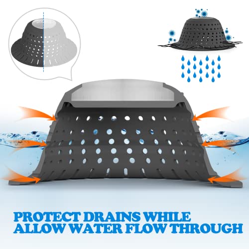 zaa Bathtub Drain Hair Catcher, 2 Pack Silicone Collapsible Bathtub Drain Cover Hair Catcher & Protector for Pop-Up & Regular Drains of Shower, Bathtub, Tub, Bathroom, Sink, Gray & Black - color: Gray Black
