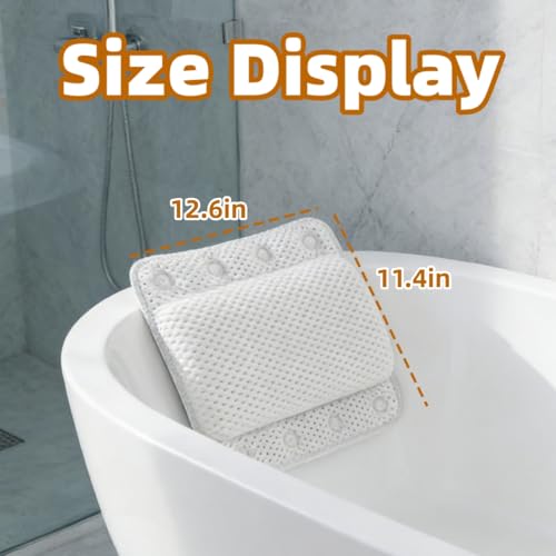 Bathtub Pillow, with Multiple Suction Cups (Grey) | Soft and Thick Material, Supporting the Neck, and Head - color: Grey