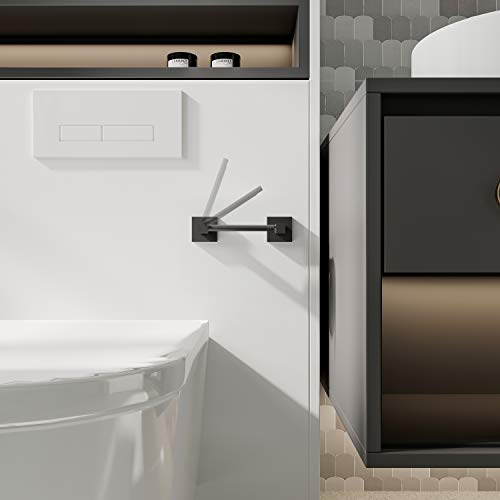 Ruacq Toilet Paper Holder 2 Pack Matte Black Double Post Pivoting Square Tissue Holders Roll Holder Hangers Toilet Paper Stand Stainless Steel and Zinc Alloy Modern Wall Mounted - color: Matte Black, size: Square-2pcs