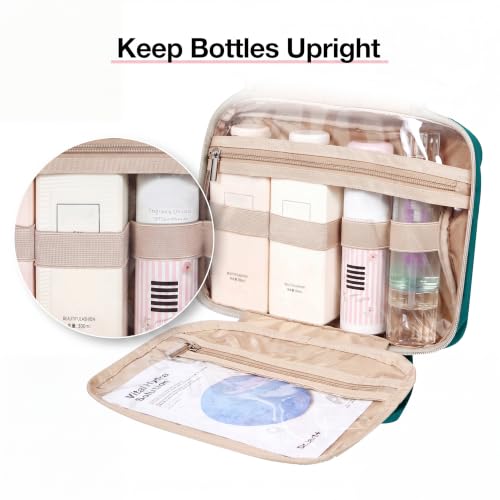 BAGSMART Toiletry Bag Hanging Travel Makeup Organizer with TSA Approved Transparent Cosmetic Bag Makeup Bag for Full Sized Toiletries(Sage Green) - color: Sage Green, size: Medium