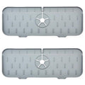 2Pcs Silicone Kitchen Sink Splash Guard Faucet Handle Drip Catcher Tray Mat For Kitchen Counter Bathroom Kitchen (Grey) - color: Grey