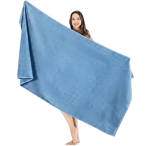 SALBAKOS Luxury 100% Turkish Cotton Bath Sheets 40x80 in Oversized Extra Large Bath Towels | Premium Hotel Quality Thick Soft Absorbent Turkish Towel for Spa Beach (Pack of 1, Blue, Jumbo Bath Sheet) - color: Blue, size: Jumbo Bath Sheet