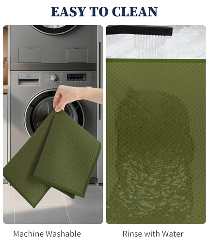 YIHOUSE Bathroom Rug Sets 3 Piece, Ultra Thin Quick Dry Bath Mat, Absorbent Bath Mat for Bathroom Non Slip Machine Washable Bath Rug (Green) - color: Green, size: 3 Pieces
