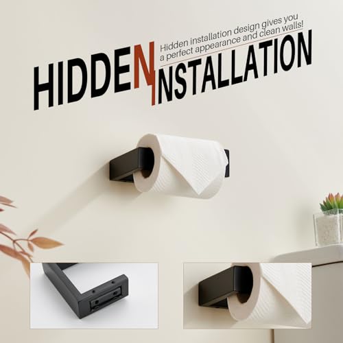 KOKOSIRI Black Toilet Paper Holder for Bathroom Tissue Paper Dispenser Toilet Roll Holder Hold Mega Rolls Wall Mounted Stainless Steel B2009BK - color: Matte Black