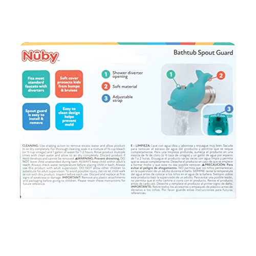 Nuby Bathtub Safety Spout Guard - Compatible with Most Standard Faucets - Bath Toys - Dolphin, (Pack of 6) - style: Dolphin (Pack of 6)