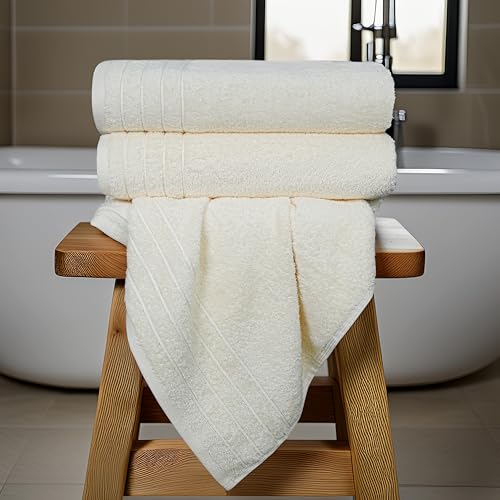Tens Towels Pack of 4 Extra Large Bath Towels 30 x 60 Inches, 100% Cotton, Larger & Lighter Weight, Quicker to Dry, Super Soft and Absorbent, Perfect for Bathroom, Cream - color: Cream