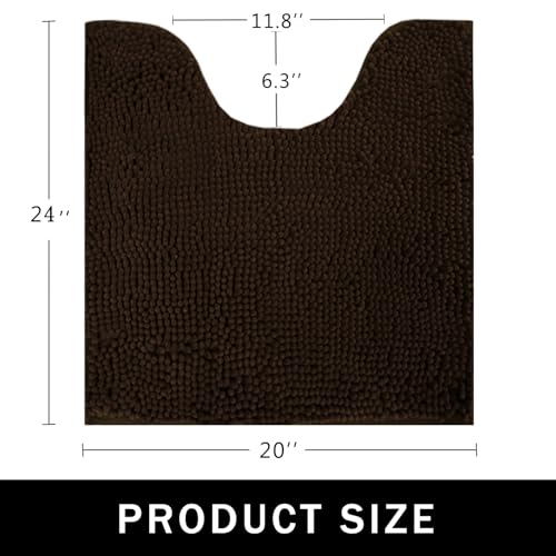 U-Shaped Toilet Rug, Chenille Contour Bathroom Mat, Non-Slip PVC Backing, Machine Washable, 24x20, Coffee - color: Coffee, size: 1'8" x 2' (20"x 24"U)
