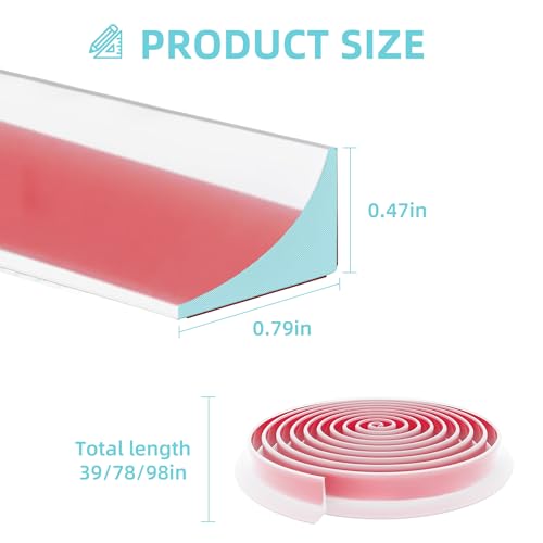 Shower Threshold Water Dam,Walk in Shower Water Guard, Shower Dam Water Barrier Bathroom Sink Splash for Dry And Wet Separation Caulk Seal Strip Edge Trim (78Inch, Transparent) - color: Transparent, style: 78Inch