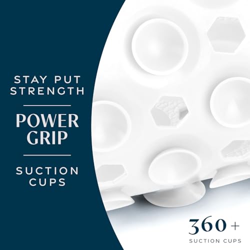 SlipX Solutions Power Grip Bathtub Safety Mat | Precision Grip Technology for Longer, Stronger, & Softer Wet Surface Protection | Solid White 39"x16" - color: Solid White