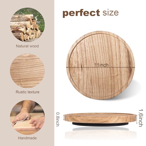 Wood Lazy Susan Organizer Kitchen Turntable for Cabinet Farmhouse Bathroom Decor Round Decorative Tray for Vanity, Counter, Sink, Coffee Table, 11 Inch, Brown - color: Brown, size: 11“