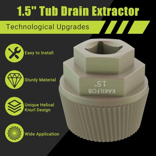 Tub Drain Removal Tool, Plating Coating Tub Drain Extractor with 1-inch Socket, Remove the Old, Broken, Stubborn, Rusted Drain Tub Bathtub Stopper, Strong Grab Plumbing - size: 2 Pieces